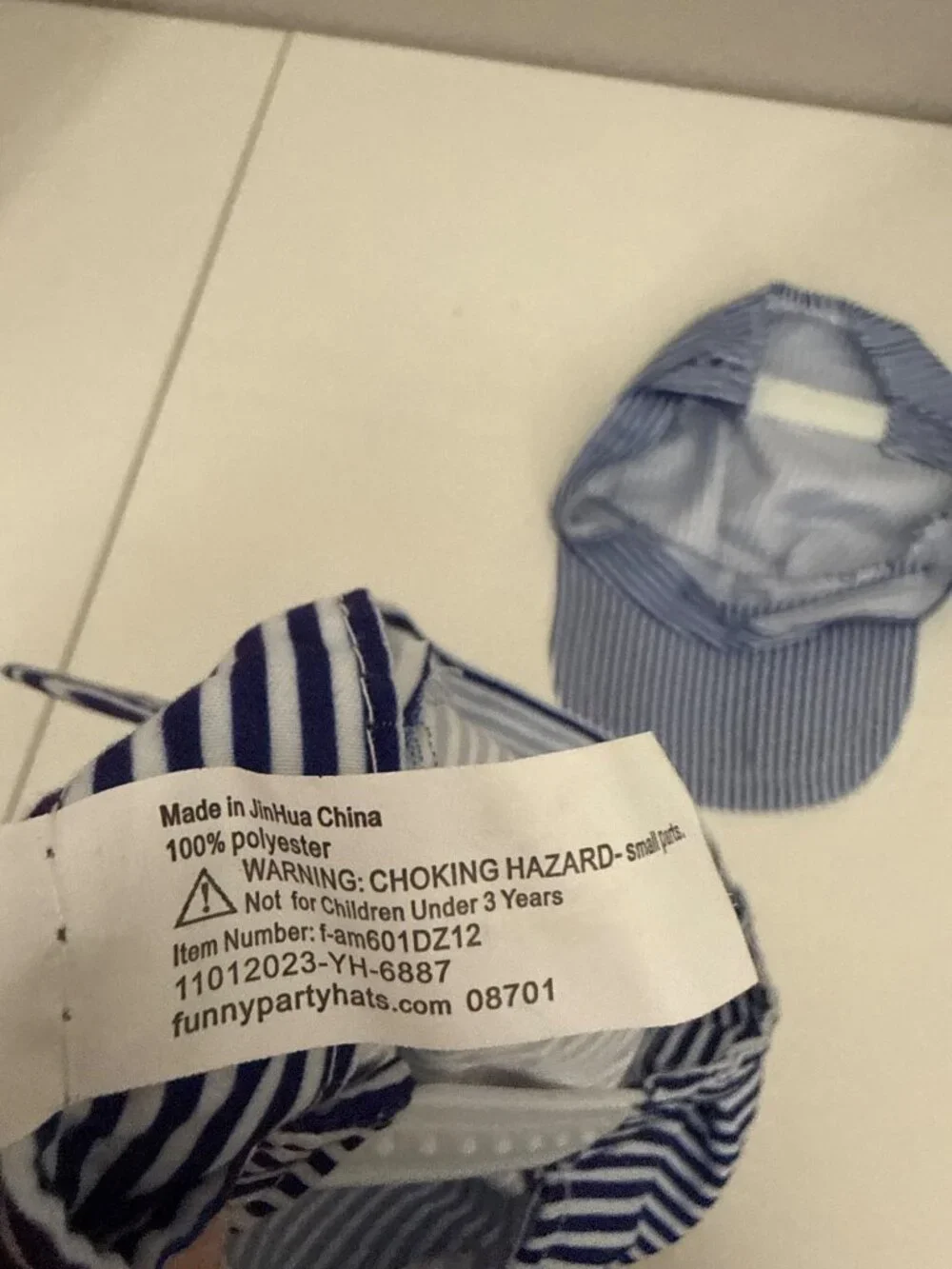 Blue & White Striped Adjustable Childrens Train Hats - Set Of 2